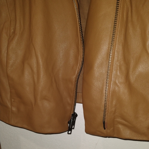 VINCE Zip Cross Front Leather Jacket - Picture 9 of 10